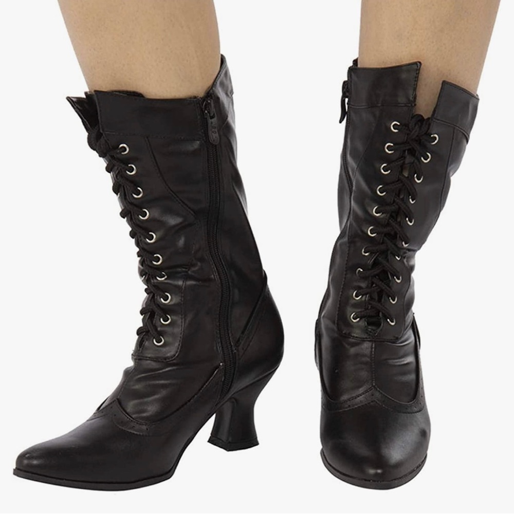 Brand new Rubies Hailey Lace Up Victorian-style witch boots in black. Size 8